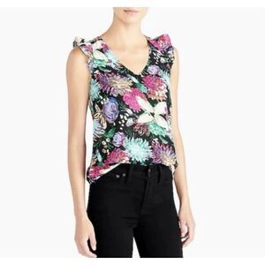 J.Crew floral print flutter sleeve blouse size 4